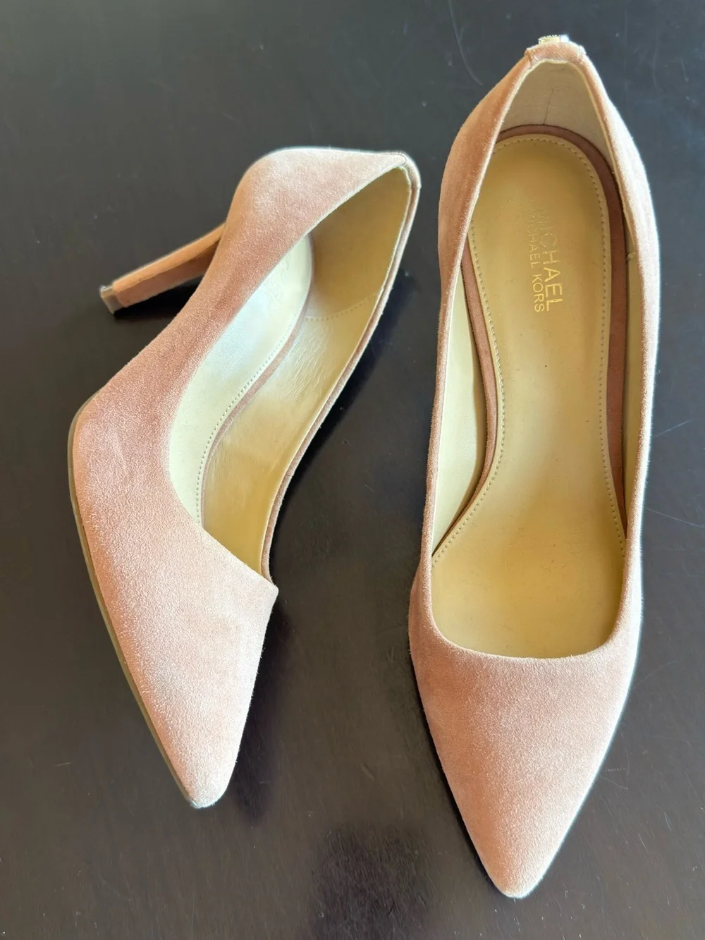 Classic beige suede pointy toe stiletto by Michael Kors size 7